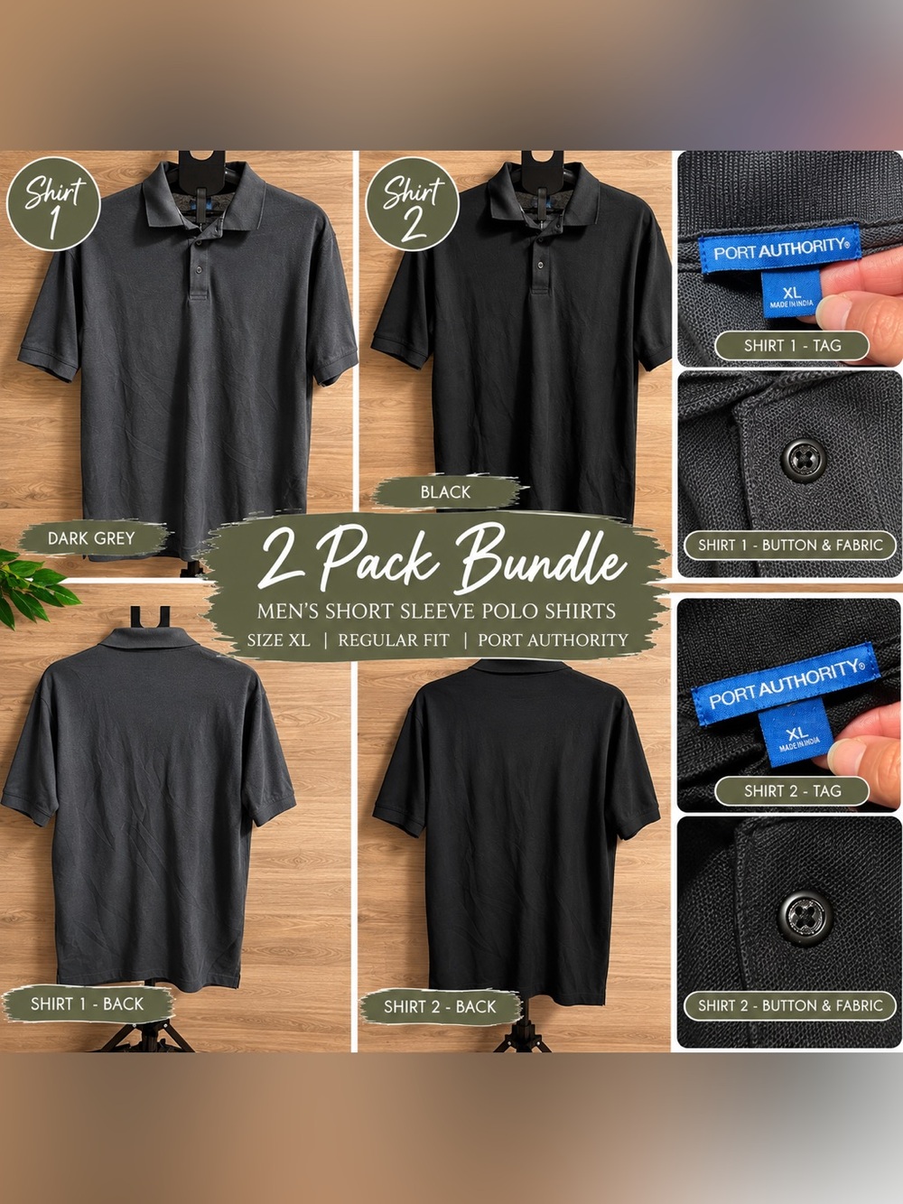 Port Authority Men's Polo Shirt 2-Pack Bundle | Size XL Regular Fit
